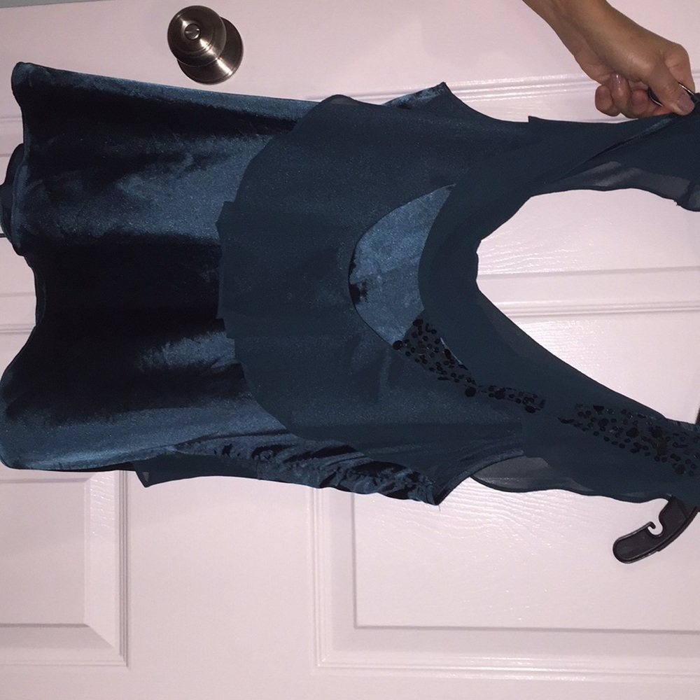Teal silk top